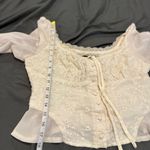 Cider Cedar Sz:L Cream Bodice Peasant Cottagecore Eyelet Top Sheer Bell Sleeves. Photo 7