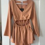 Le lis  Collection Orange Textured Long Sleeve Button Cutout Romper Small NWT Photo 0