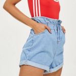 Topshop ruched denim, button fly jean shorts, size UK12/EU40/US8 Photo 2