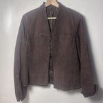 New Directions Jacket Womens Medium Brown Suede Leather Ruffle Design Career Photo 0