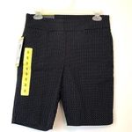 Hilary Radley NEW NWT Navy Blue Printed Pull On Stretch 8" Bermuda Shorts Small Photo 1