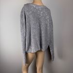 DKNY Jeans 100% Cotton Gray & Metallic Silver Animal Print Size L Crew Sweater Photo 4