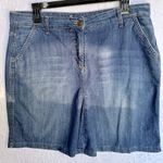 Boden Classic Denim Jean Mini Skirt with Front Godet Pleat Medium Wash Pockets Blue Size 12 Photo 0