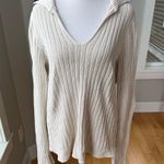 J.Crew Vintage Ivory Ribbed Cotton Polo Collar Sweater Size Large Photo 0