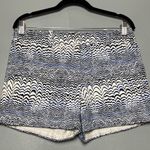Trina Turk  Blue Ink Wave Corbin Shorts Cotton Stretch Mid Rise Women’s Size 4 Photo 0