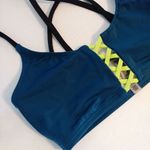 PINK - Victoria's Secret PINK Teal & Neon Green Strappy Swim Bikini Top Photo 2