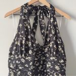 American Eagle  Floral Halter Neck Romper Black and Cream Scoop V-Neck Tie Bow Photo 7