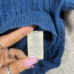 American Eagle Blue Cable Knit Hoodie Sweater | Deep V-Neck Button Front | Size M Photo 7