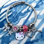 Sanrio Hello kitty charm bracelet Adjustable for any wrist kids adults gift Pink silver Photo 0