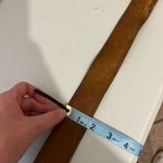 Vintage 90s Soft Tan Genuine Leather Chunky Brass Buckle Belt Size M/L Size M Photo 8