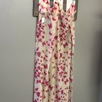 Source Unknown Cream and Fuschia/Magenta Butterfly Scarf with Tassels- OS (approx- 72” by 42”) Photo 9