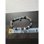 Women's Blue & Black Floral Beaded Religious Cross Bracelet Feminine Faith Boho Blue Photo 3