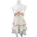 SBetro White Ruffle Tiered Sleeveless Boho Camisole Cami Mini A Line Dress Sz S Photo 4