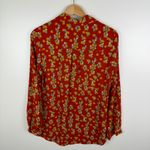 CAbi  Red Floral Button Down Shirt Small Lightweight Office Modest Career Layers Photo 1