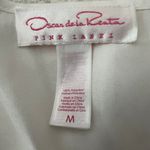 Oscar de la Renta  White‎ Charmeuse Robe Size Medium Pink Label Photo 6