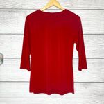 Worthington  Sexy Red Double Tie Keyhole 3/4 Sleeve Blouse Top Size Large Photo 5