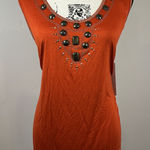 Notations NWT Woman 3X Rust Orange Embellished Sleeveless Tank Top Blouse Photo 0