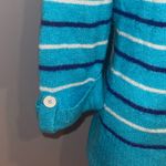 Arizona Jeans Y2K Arizona Jean Company blue striped 3/4 sleeve sweater top v-neck woman’s M Photo 2