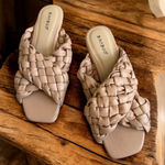 Bamboo  Beige Woven Braided Slide Sandals Size 6.5 NEW NWOB Photo 0