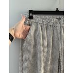 J.Crew Pants Linen Blend Sz 12 Black White Striped Pull On Ankle Cuffed Coastal Photo 1
