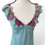 American Vintage vtg. blue embroidered flower fairy midi dress‎ medium. Photo 2