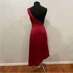 Lulus Sereno Wine Satin Cowl Neck Asymmetrical Midi Dress Small S Photo 5