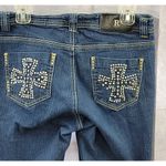 Reba Straight Leg Embellish Jeans Rhinestone Embroidered Dark Wash Size 6 Photo 4