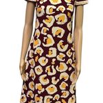 Vintage Handmade Collared Bow Keyhole Short Puff Sleeve Textured Midi Dress M Red Size M Photo 2