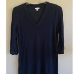 J Jill Navy Blue Linen Viscose Vneck Sheer Dress Swim Coverup Womens Small Photo 1