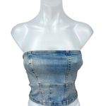 ZARA NEW Blue Strapless Tube Sleeveless Pullover Denim Jean Crop Top Size XS Photo 0
