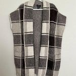 Nicole Miller New York Neutral Plaid Sleeveless Cardigan Photo 0