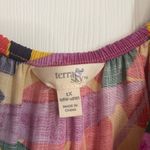 Terra & Sky 😇 Boho Multicolored Puff Sleeves Babydoll Top, Size 1X (16W-18W) Photo 2