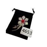 Rare purple sparkle enamel painted on silver tones brooch floral purple with red Gray Photo 1