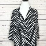 White House | Black Market WHBM Black & White Polka Dot Twist Front Wrap Blouse Top Size 4 Small Photo 6