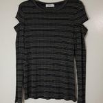 BAILEY 44 navy gold stripe long sleeve shimmer cutout knit shirt size large Photo 0