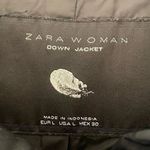 ZARA Woman Black Coat Collared Long Sleeve Full Zip Parka Down Winter Jacket L Photo 8