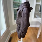 Vintage GIII Brown Genuine Leather Jacket Hooded Anorak Trench Coat Sz Small Photo 1