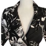 Susan Graver  Medium Black White Floral 3/4 Sleeve Button Front Jacket Photo 1