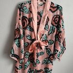 Victoria's Secret Vintage  Sheer Pink Stripes Roses Tie Front Kimono Womens M Photo 0