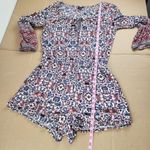 American Eagle  AEO Long Sleeve Floral Romper Shorts Jumpsuit Viscose Size L Photo 7
