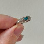 Crushed Turquoise Heart ‘89 Silver Ring Vintage “Jolene” Minimal Western Blue Jewelry Photo 13