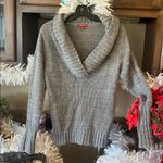 Merona Comfy Sweater Gray Sequin Collar Plunge Neck Roomy Womens Medium Photo 3
