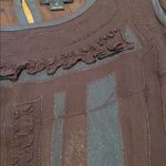 Carlisle  Vtg Sheer Whimsigoth Top w Ruffles w Silk Cami Chocolate Brown Blue 8 Photo 4