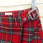 Brandy Melville John Galt  Skirt One Size Red Emerson Plaid Wrap Buckle Academia Photo 3