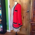 St. John By MARIE GRAY Sportswear 3-Pocket Red Blk Ecru Open Cardigan Jacket EUC M VNTG Photo 6