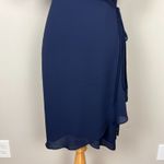 Aritzia Babaton Wallace Wrap Dress Womens Medium Navy Mini Crepe Preppy Dainty Photo 3