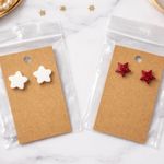NWOT Star Earrings Lot Red Glitter Studs & White Acrylic Studs Cute Gift Set Photo 0
