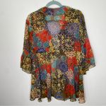 CAbi  Shakespeare Floral Semi Sheer Tie Front Ruffle Bohemian Kimono Tunic Top S Photo 1