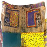 Vintage hand painted 80’s patchwork acid wash color block denim jacket 16 Yellow Photo 4