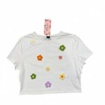 SheIn NWT white cropped flower tee with 3D flowers Photo 1